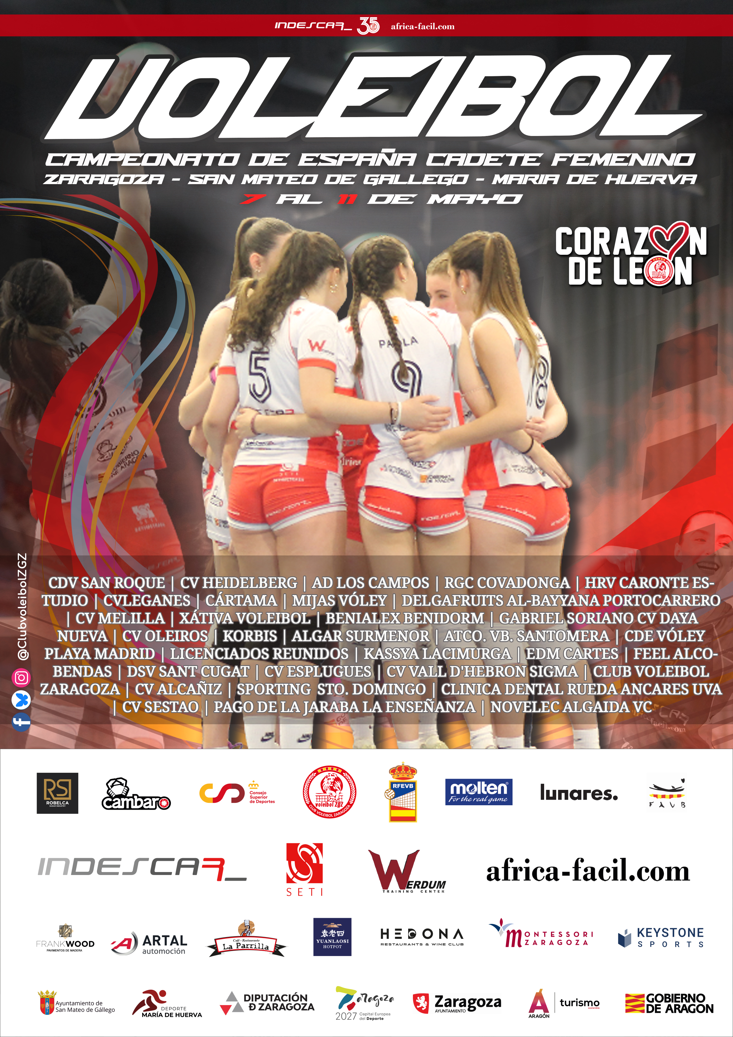 ZARAGOZA DEFINE A LOS ASPIRANTES AL TÍTULO DEL CAMPEONATO DE ESPAÑA CADETE FEMENINO DE VOLEIBOL